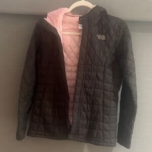 The North Face Kids Black and Pink Quilted Puffer Jacket